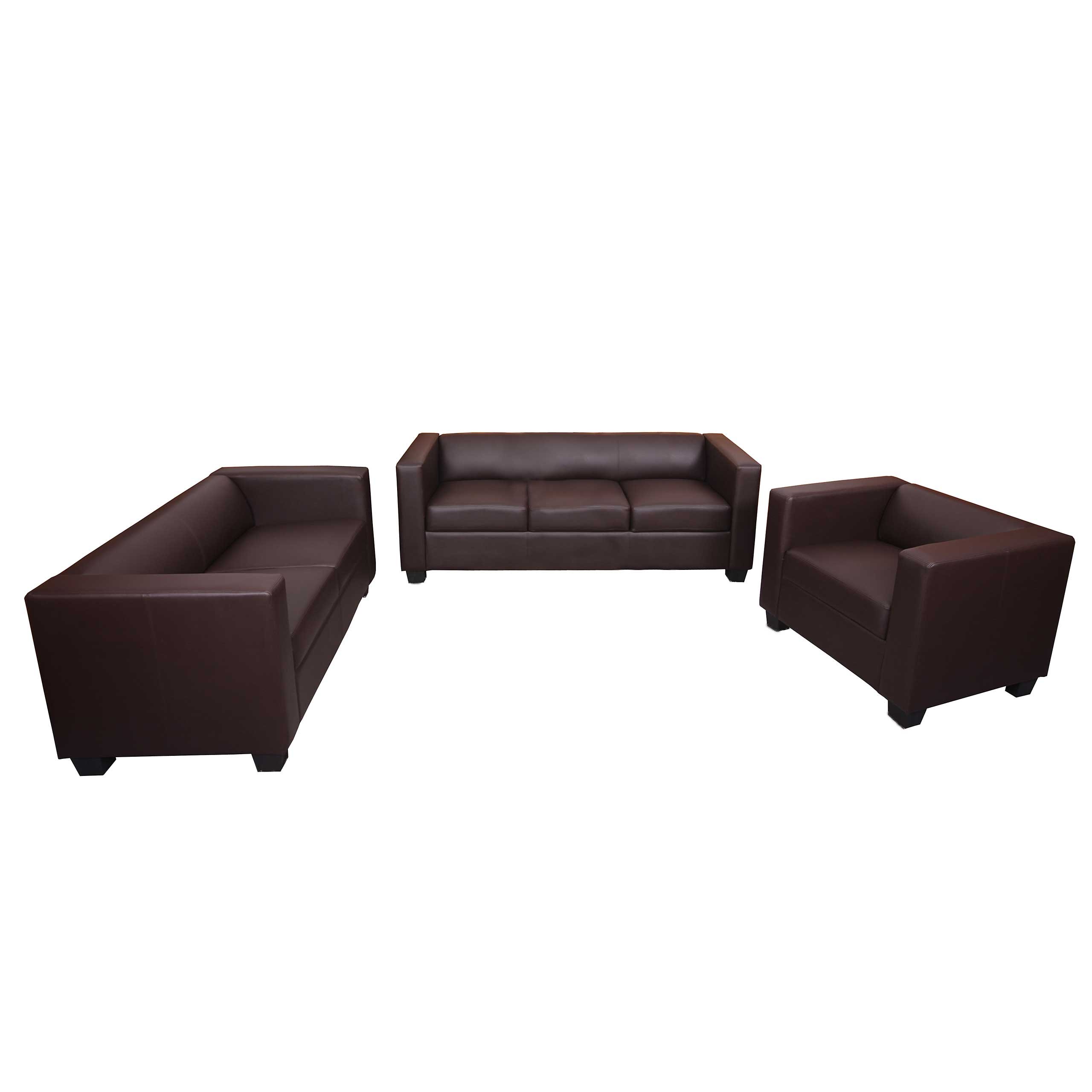 3-2-1 Sofagarnitur Couchgarnitur Loungesofa Lille - Kunstleder, coffee