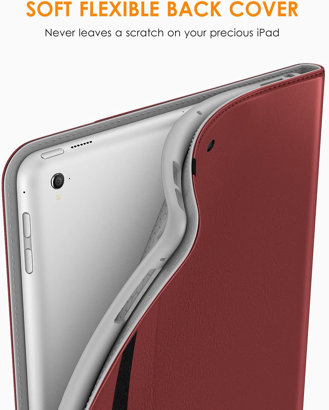 DTTO for iPad 9.7 Inch 5th/6th Generation 2018/2017 Case with Apple Pencil Holder, Premium Leather Folio Stand Cover Case for Apple iPad 9.7 inch, Also Fit iPad Pro 9.7/Air 2/Air - Burgundy Red