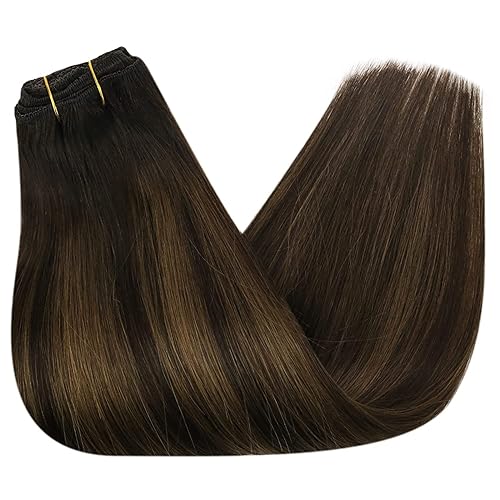 Miniatura 7 de 2 paquetes: extensiones de cabello de alambre invisible y extensiones de cabello con clip, balayage, marrón oscuro con marrón medio, 2.82 oz+2.82