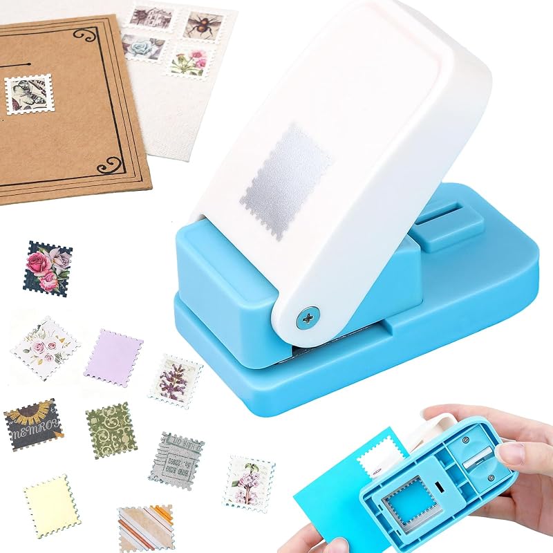 Perforadora de sellos, cortador de sellos, sellos postales rectangulares de 1x0,8 pulgadas, perforadoras de papel para manualidades, álbumes de recortes, diarios, perforadora de sellos, perforadora en forma de sello para suministros para hacer tarjetas de diario basura