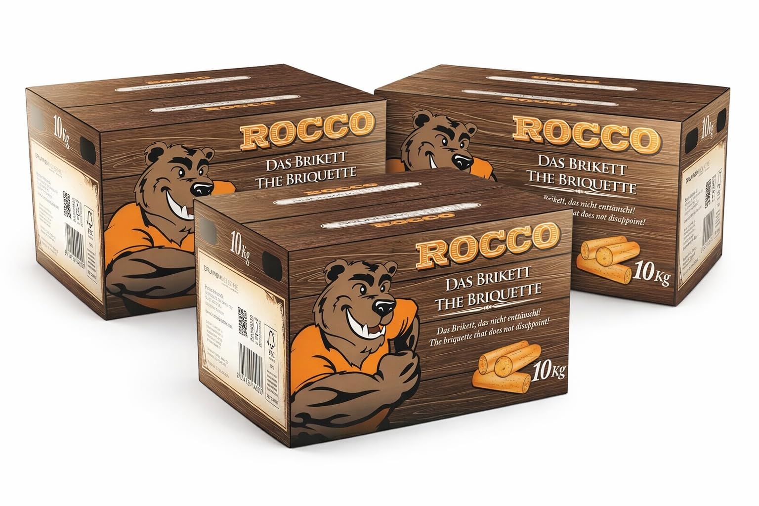 3 CONFEZIONI DI TRONCHETTI DI LEGNA PRESSATA DI PURO FAGGIO 10KG, ROCCO BRUNNEN