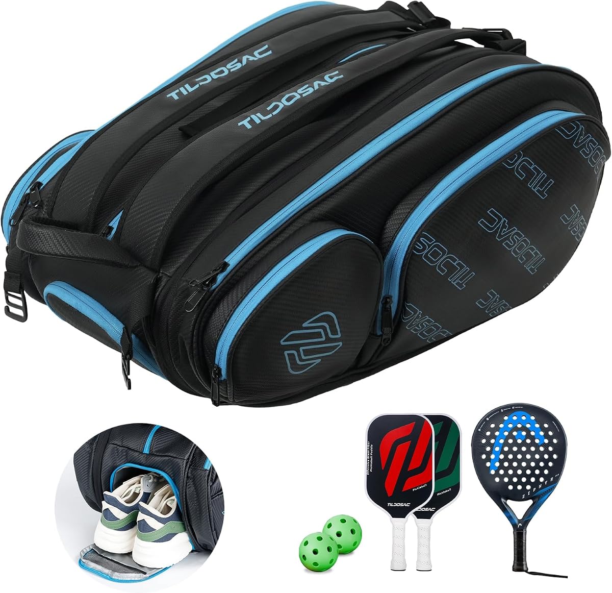 2-in-1 Detachable Pickleball & Padel Bag for Men Women | Thermal Foil Insulated Racket Compartment | Outdoor & Gym