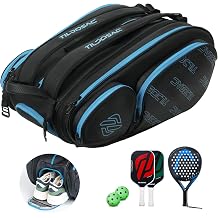TILDOSAC 2-in-1Detachable Pickleball Bag for Women & Men|Tennis Bag with Aluminum Foil-Insulated Racket Compartment|Fits Pickleball/Badminton/Tennis/Padel Rackets Black Blue