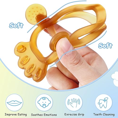 Miniatura 4 de BBTO 5 piezas de juguetes mordedores de mano para bebés de 0 a 6 y 6 a 12 meses, regalos de silicona para niños pequeños, regalos con pulsera