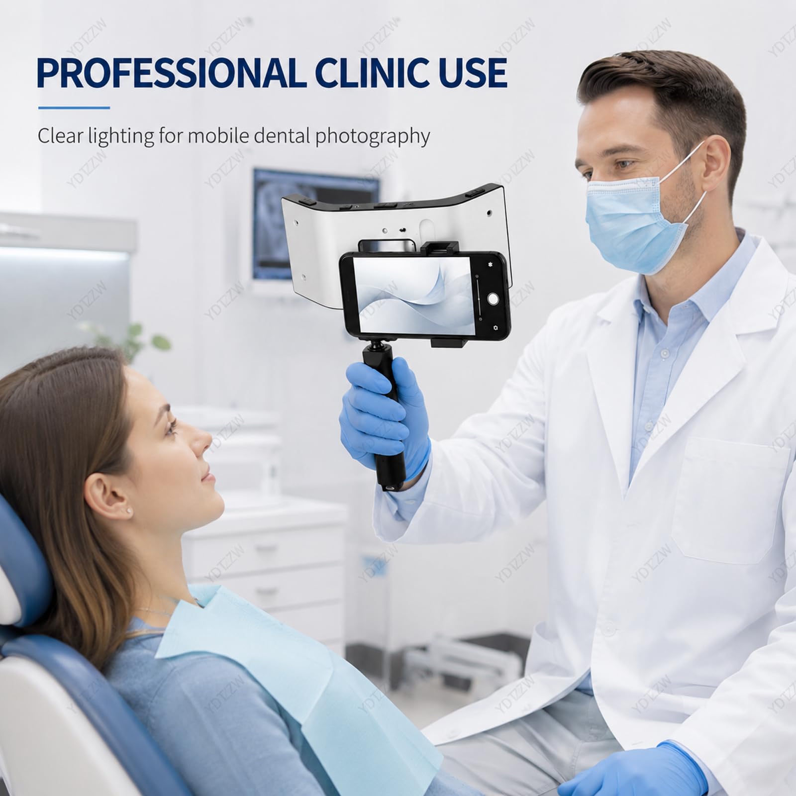 Lámpara LED dental fotografía 32000 lx 5 niveles brillo ajustable relleno bucal