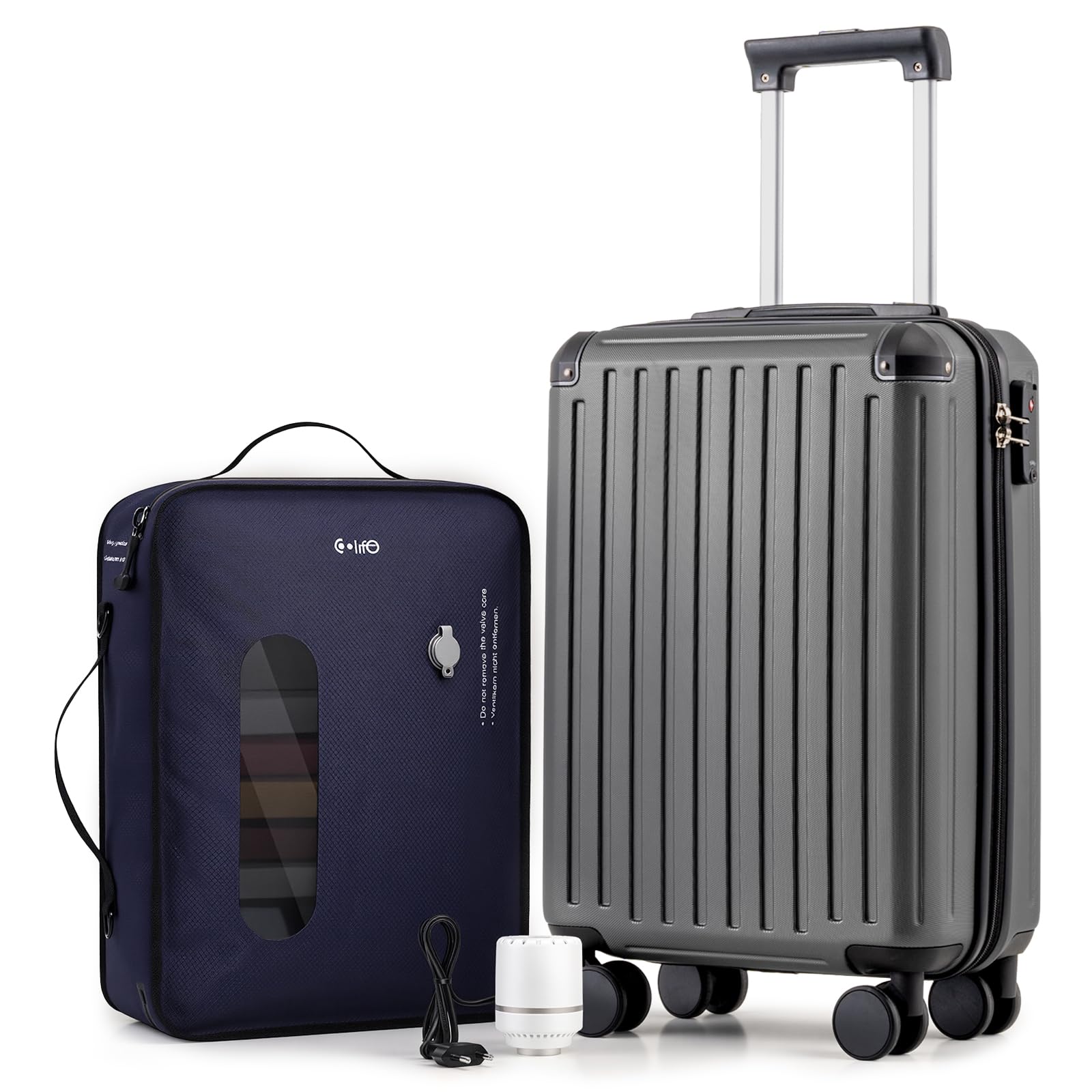 COOLIFE Kabinenkoffer 55X35X20cm für Ryanair Flugzeug Handgepäck Kabinengepäck Hartschalenkoffer mit TSA-Schloss und 4 Zwillingsrollen 2 Jahre Garantie