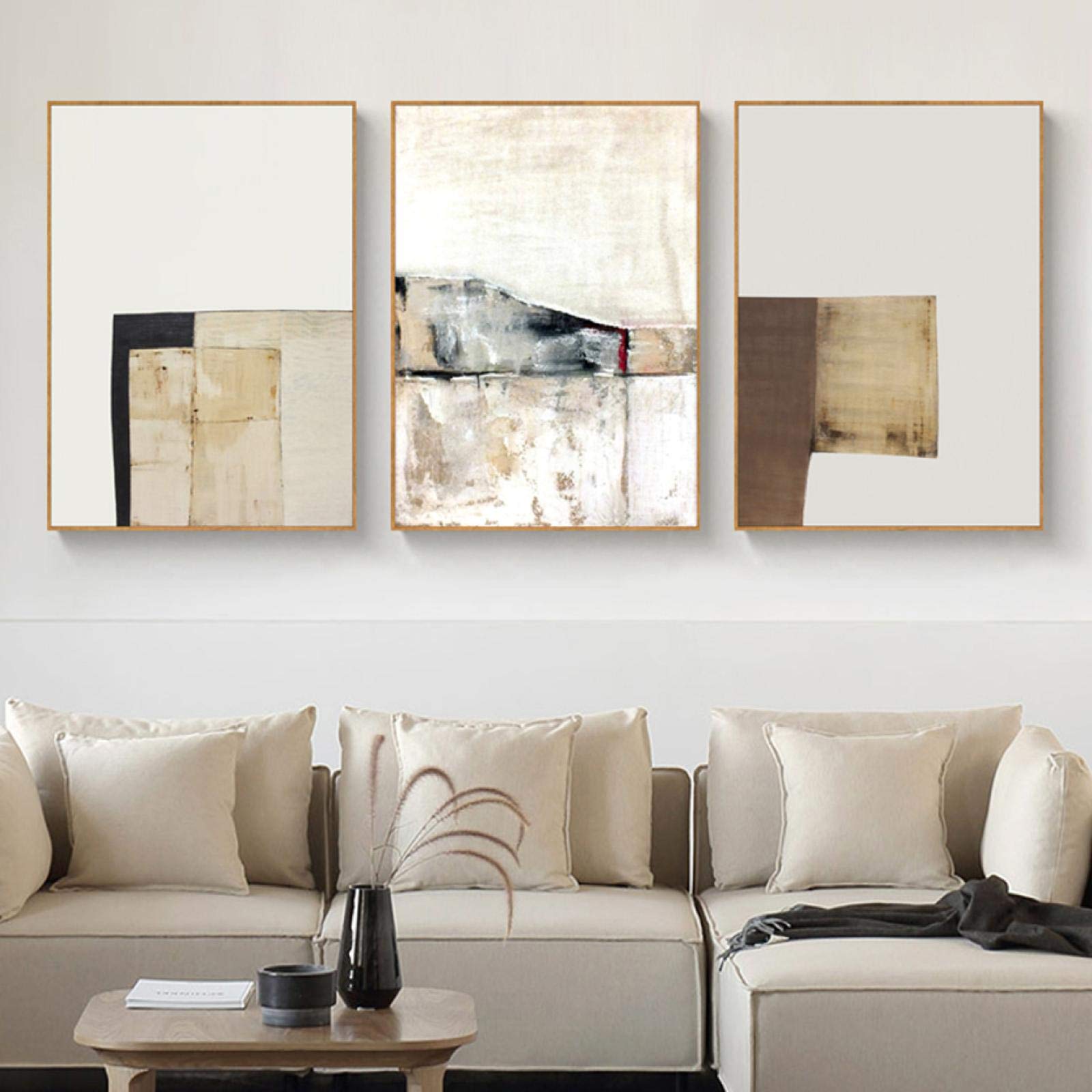 Décor à la maison chaleureux avec triptyque mural vintage beige - 8