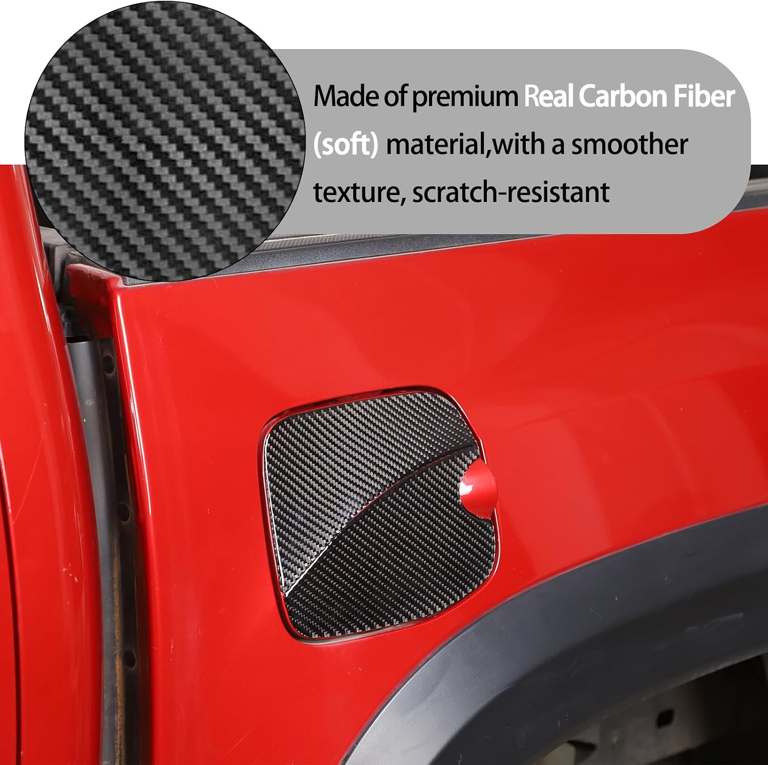 Lcojicep Car Fuel Tank Sticker Decoration Compatible with Tacoma 2015-2020 Real Carbon Fiber(Soft Exterior Fuel Tank Gas Cap Frame 3D Sticker Decoration Exterior Accessories (Black)