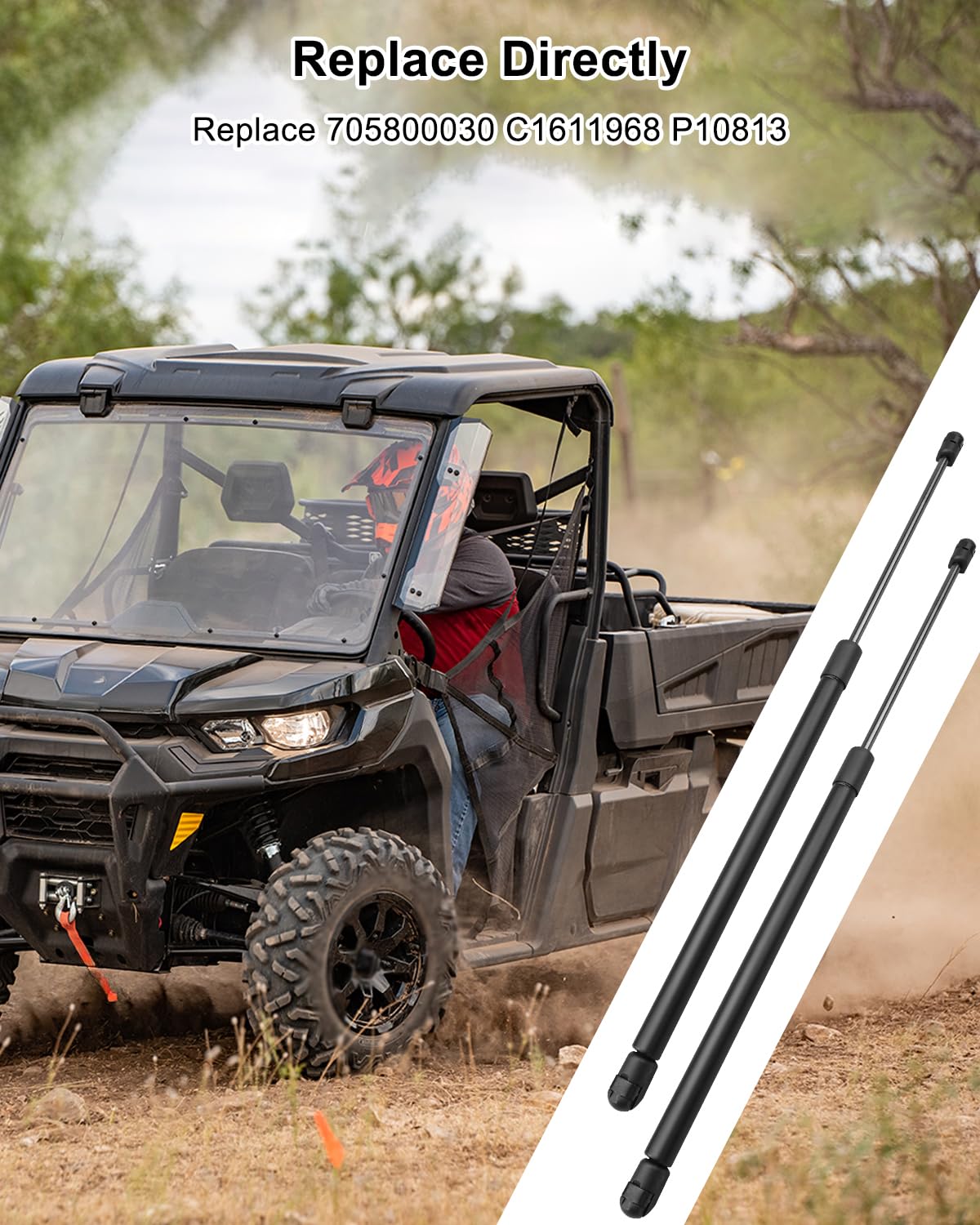 Windshield Lift Support Gas Shocks Front Windshield Lift Support Gas Strut - Fits Can-Am Defender HD5/HD8/HD10/Max/Pro (2016-2021) Can-Am Defender Windshield Lift Support
