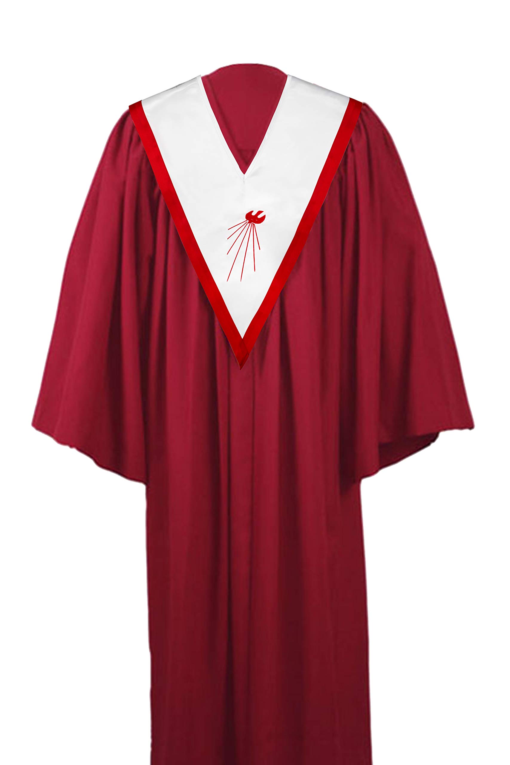 IvyRobes - Estolas de confirmación en forma de V con diseño de paloma descendente bordada, color blanco con ribete rojo