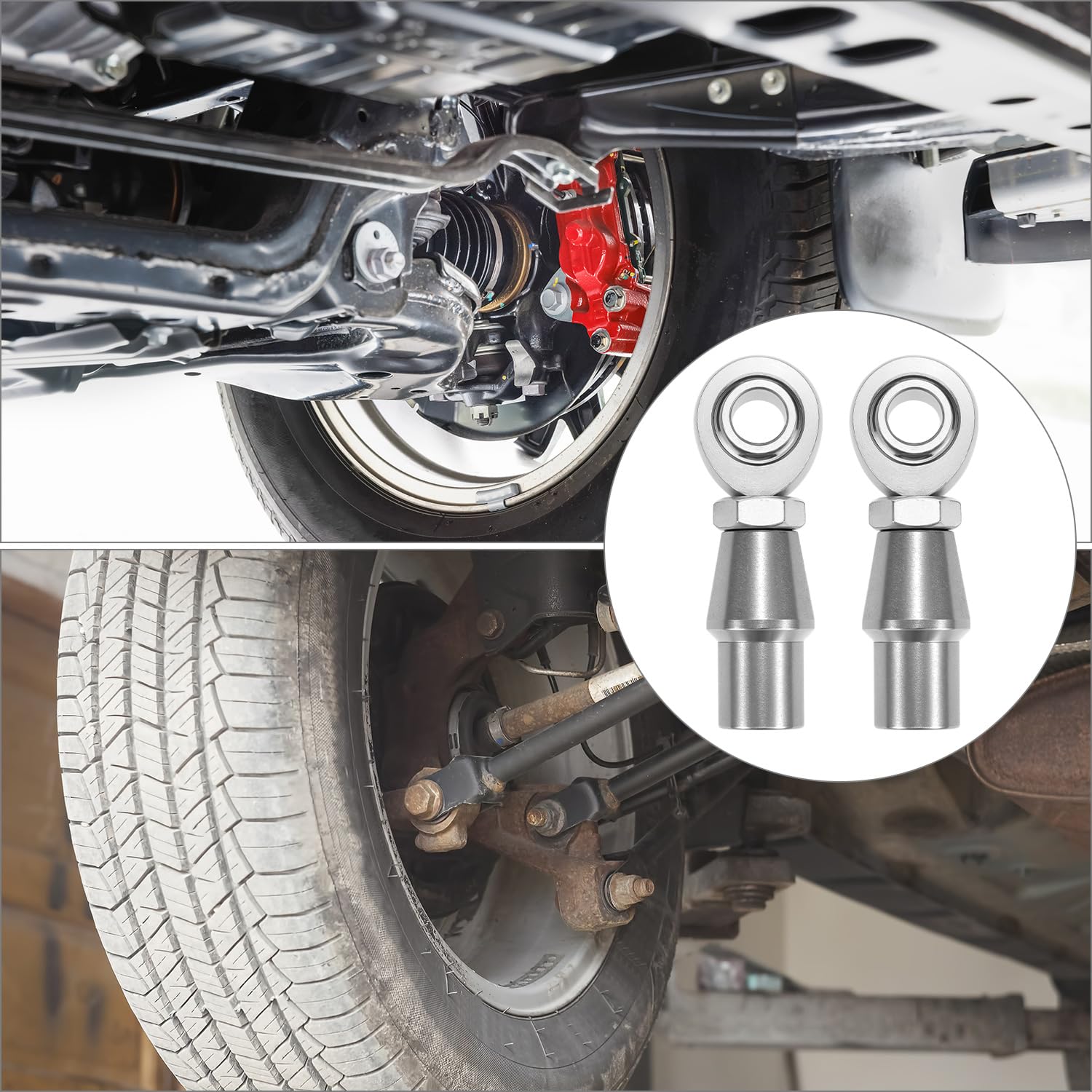 QWORK 5/8" Heim Joints Rod End Kit, 2 Pair 0.625” Chromoly Joints Panhard Rod End Kit, Right & Left Hand Thread, with Tube Adapters and Jam Nuts