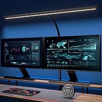 EYOCEAN LED Íróasztali Lámpa Gesztus- és Távirányítással - 24W 80cm Csíptethető Monitovilágítás, Állítható Fényerő, Szemkímélő Munkalámpa Ir 1