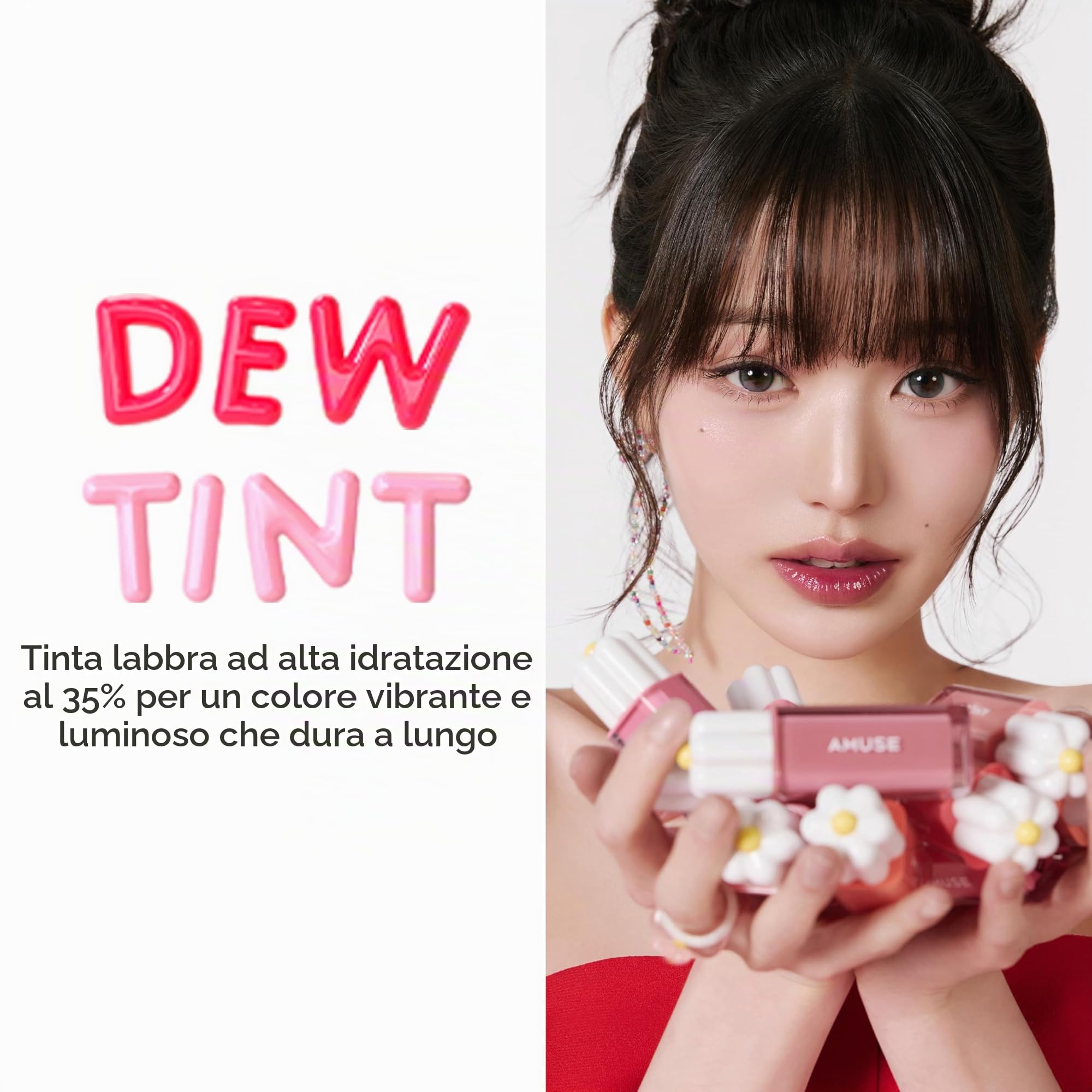 Amuse Daisy Flower Dew Tint 13 DEW BOKSOONGA | Tintura ad acqua ad alta umidità al 35%, a lunga durata, acetato di vitamina E, idratante, non si stacca, trattamento labbra, non appiccicoso, per labbra