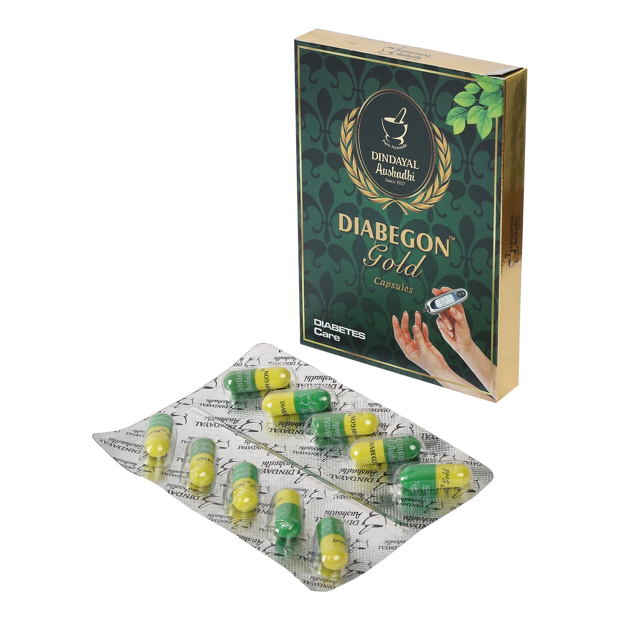 Dindayal Aushadhi - Diabegon Capsule Diabetic Care (Gold) - | Ayurvedic Diabetes Medicine - Sugar Medicine | Extracts with Bahera, Haritki, Amlaki, Pippali, Sunthi etc.| (Pack of 1 (10 Cap))-picture-30