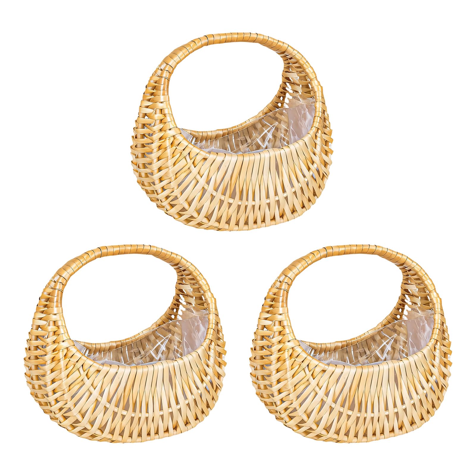 ZEPFJHE Artisanal Handwoven Rattan Crescents Shape Basket Multipurpose Household Storage Container Multipurpose Planner Basket