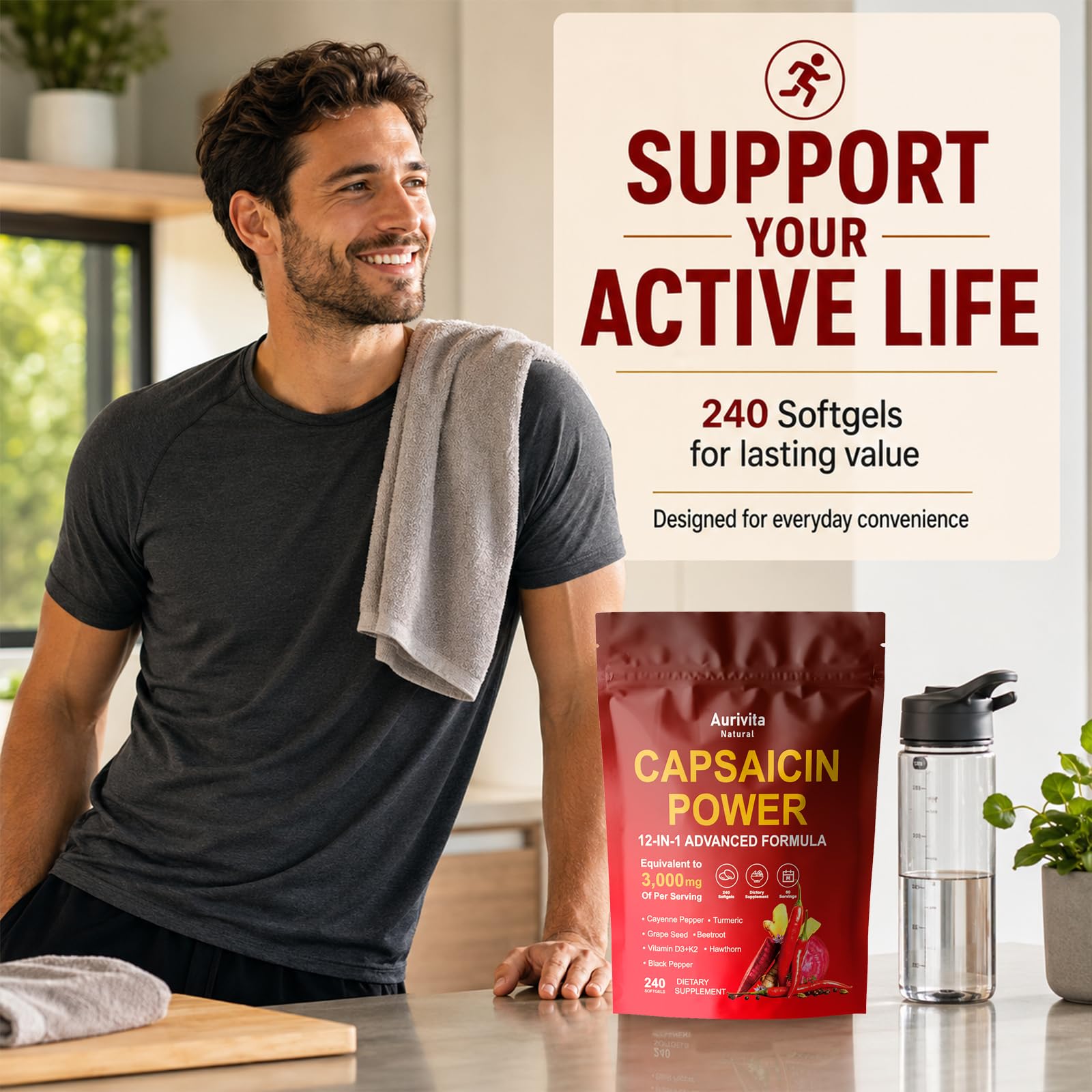 Aurivita Natural Capsaicin Softgels,Aurivita Natural Capsaicin Power,240 Capsules (1pcs) — Amazon image 6