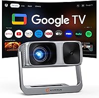 Vista 1 de Proyector para exteriores de Google TV con licencia oficial ANSI 2000 4K Full HD, proyector inteligente con WiFi y Bluetooth