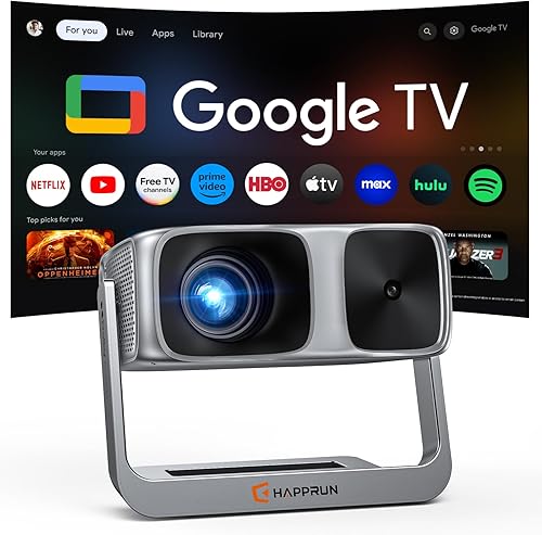 Proyector para exteriores de Google TV con licencia oficial ANSI 2000 4K Full HD, proyector inteligente con WiFi y Bluetooth, enfoque automático,