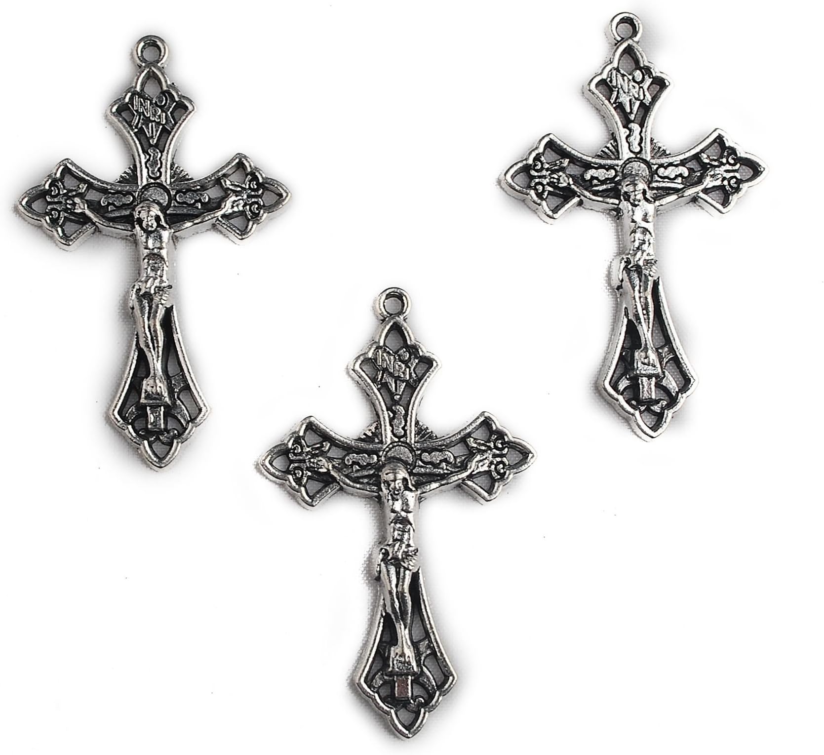 Hedi 1.85" Zinc Alloy Crucifix for Making Rosary 20 Pcs A Lot