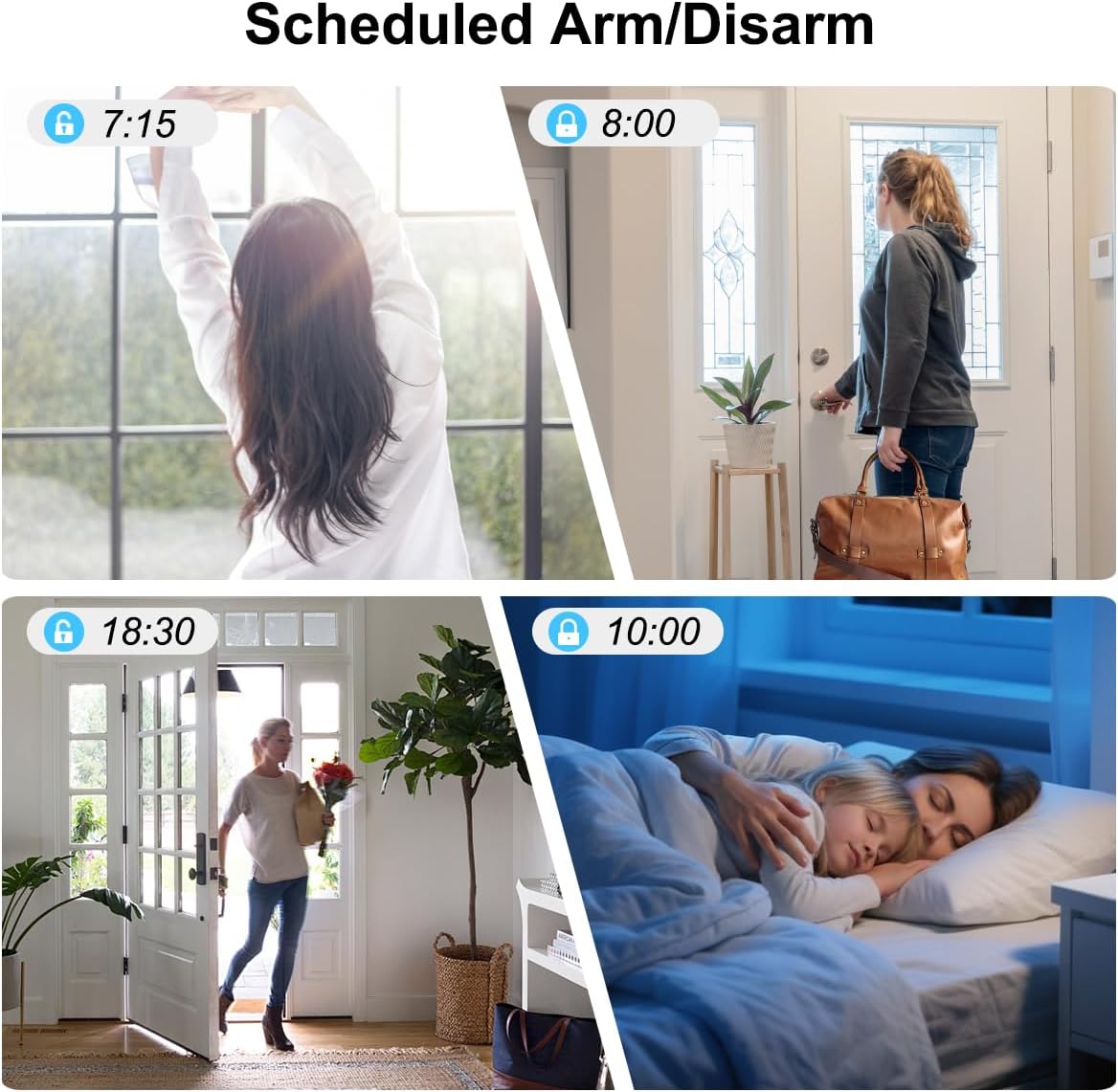 125dB WiFi PIR Motion Sensor Alarm Indoor, with Wireless DIY Smart Door/Window Alarm for Home Security with Phone APP Alert 4 Pieces-Kit, for Driveway, Shed, Home, Van, Shop