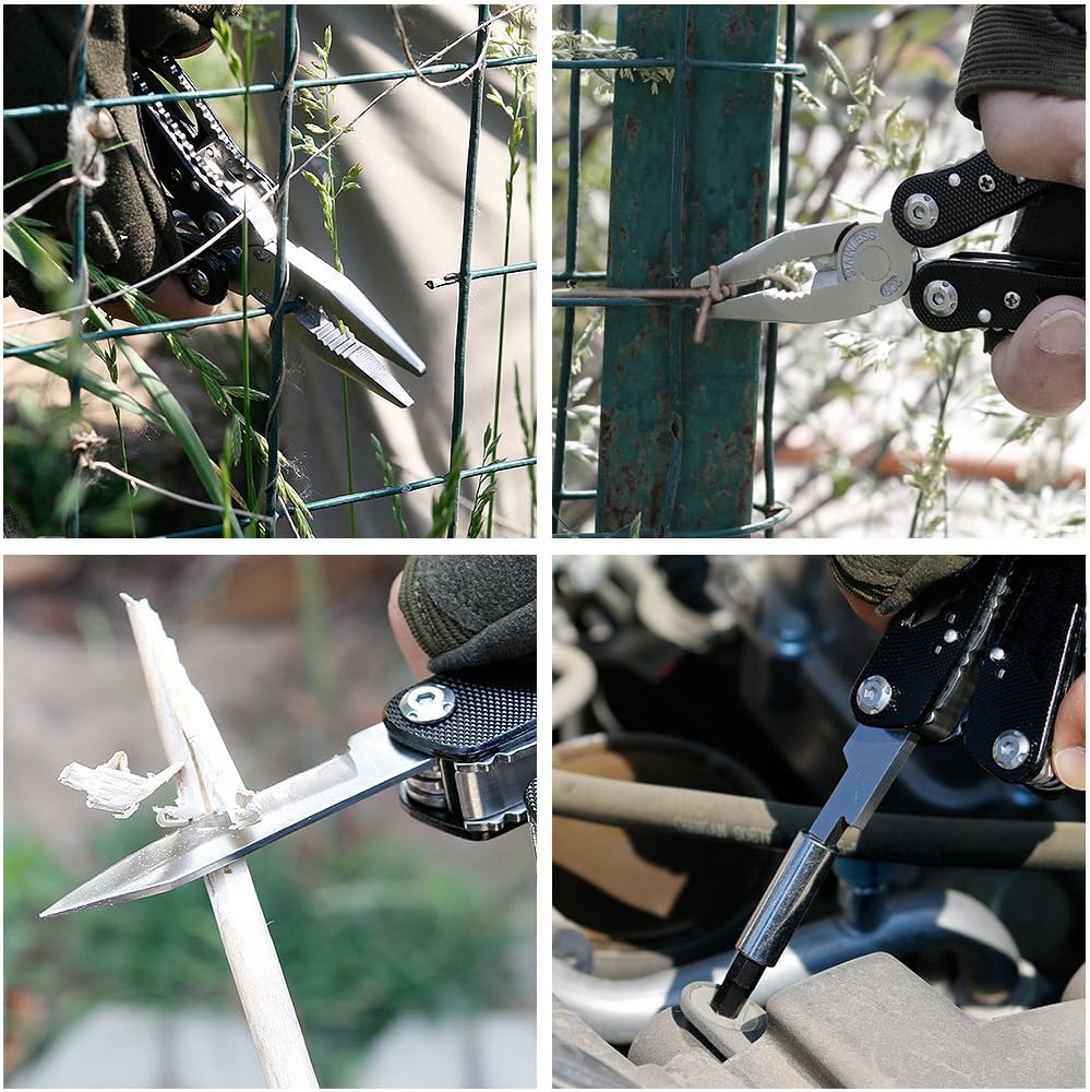 Black Friday - 70% OFF Poeland Multitool Pliers Set Stainless Steel Screwdriver Tool with 11 Screwdriver Bits Black 10 Pack