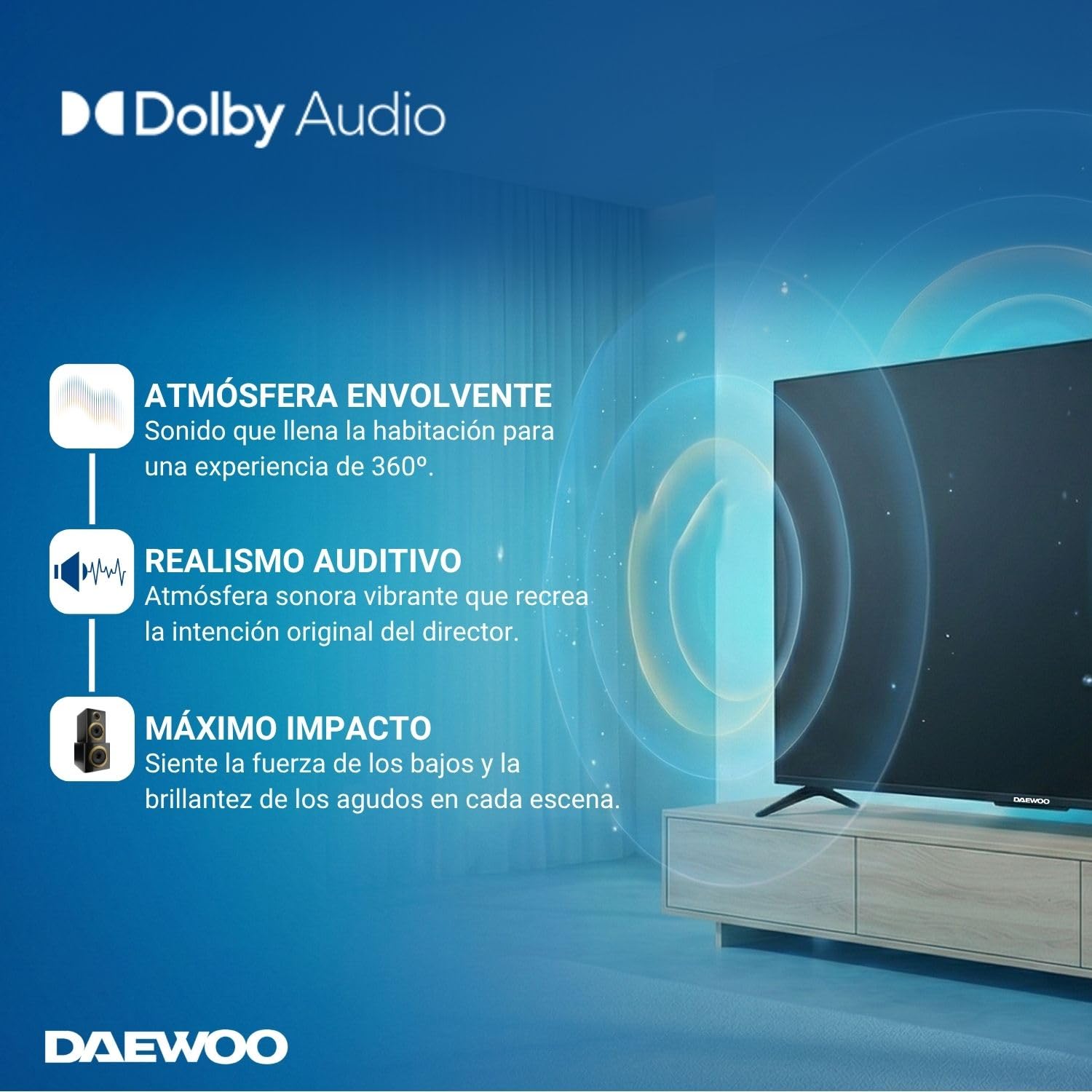 Daewoo 40VB56FV Smart TV 40 Pulgadas Full HD, HDR10, Dolby Audio, WiFi, HDMI, Diseño Sin Marcos (Frameless), Funciones de accesibilidad, Gama 2026