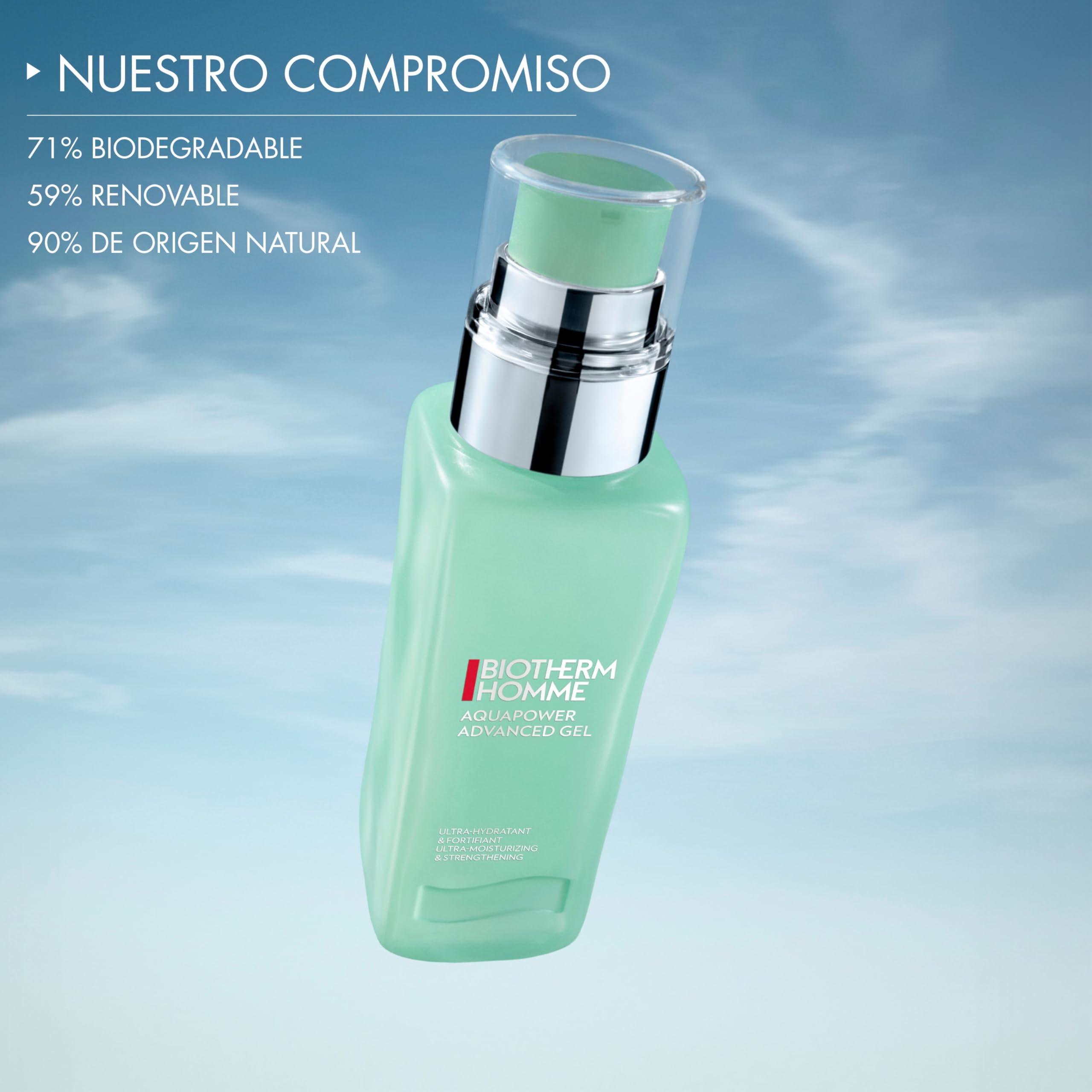 Biotherm Homme, Aquapower Advanced Gel, Gel Facial Hidratante para Hombre, Pieles Normales a Mixtas, Textura No Pegajosa de Absorción Rápida, 75 ml