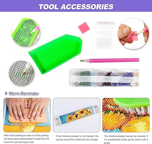 Miniatura 6 de Juego de pintura de diamantes de bricolaje, kits de pintura de diamantes 5D para adultos principiantes, imagen de arte de diamante, por números,