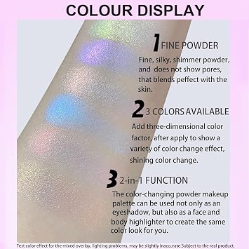 Glitter Eyeshadow Palette - 2-in-1 Multichrome Metallic Shimmer - Highly Pigmented Aurora Eye Powder Long Lasting Holographic & Duochrome Chameleon Effect Highlighter & Eyeshadow (S30#)