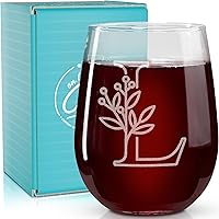 Vista 13 de On The Rox Drinks Regalos con monograma para mujeres y hombres – Letra A-Z inicial grabada monograma sin tallo, copa de vino – Regalos de vino