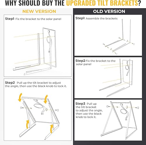 Miniatura 3 de BougeRV Soportes de montaje inclinables para panel solar de 41 pulgadas en un solo paso con patas de inclinación plegables, diseño en forma de U,