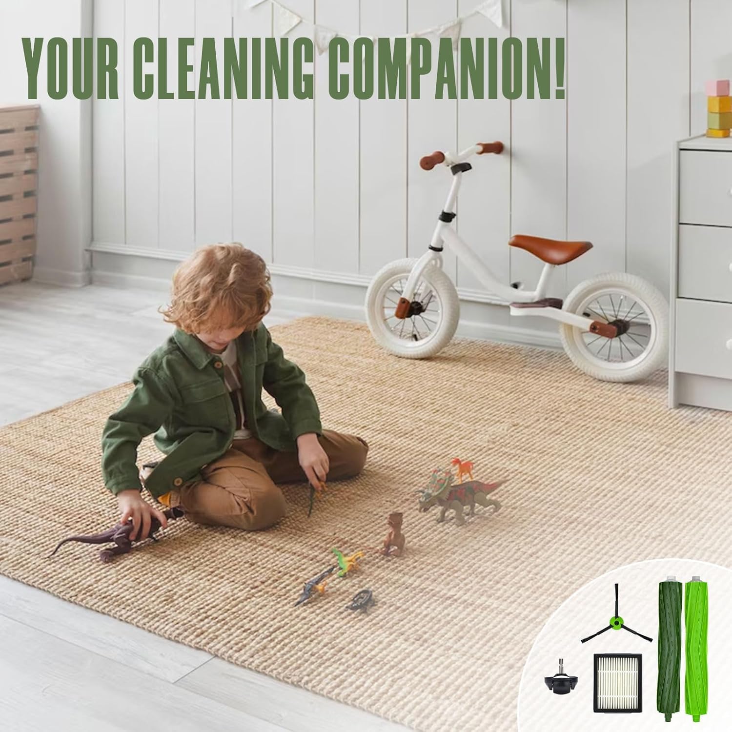 Zestaw akcesoriów i części zamiennych dla iRobot Roomba J5 J5+ J6 J6+ J7 J7+ J8 J8+ J9 J9+ Serie J J Plus, szczotka gumowa, koło przednie, 5 filtrów HEPA, 6 szczotek bocznych