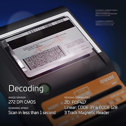 Miniatura 7 de E-Seek Lector de identificación M280 - Escáner de cama plana USB y lector de códigos de barras 2D para escritorio