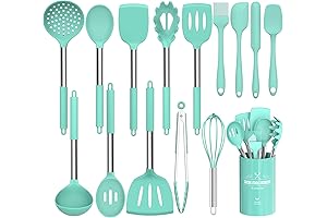 Umite Chef 15 Piece Green Silicone Kitchen Utensil Set