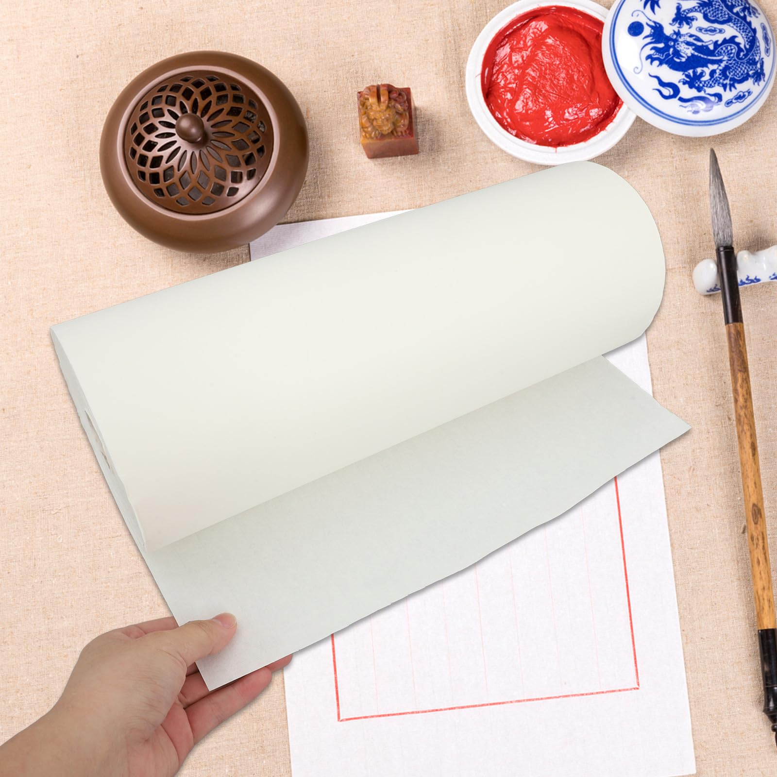 UKCOCO Weiße Skizzenpapierrolle aus Dickem Papier für Chinesische Kalligrafie und Künstlerische Tätigkeiten mit Glatter Präziser Oberfläche