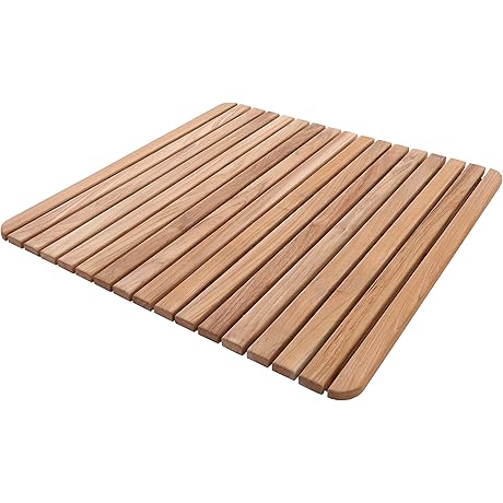 Premium Nordic Style Teak Shower Mat - Natural Finish