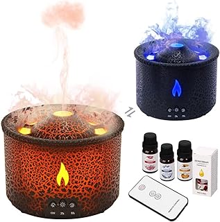 Essential Oil Aromatherapy Volcano Diffusers, 360ml, with Multiple Mist Mode, Timer and Waterless Auto-Off, Complimentary 4 Essential Oil for Home Office, Black