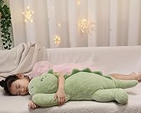 Vista 5 de XMV Peluche de dinosaurio con peso de 31 pulgadas y 5 libras, peluche grande con peso, lindo peluche suave para niños, regalos de peluche