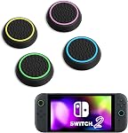 DLseego 4PCS Poignées de pouce conçues pour le commutateur Nintendo 2 (2025), Soft Silicone Joycon Contrôleur analogique Protection antidérapante Bouton Joy Con Bonnets de joystick Couvertures, Circle - noir