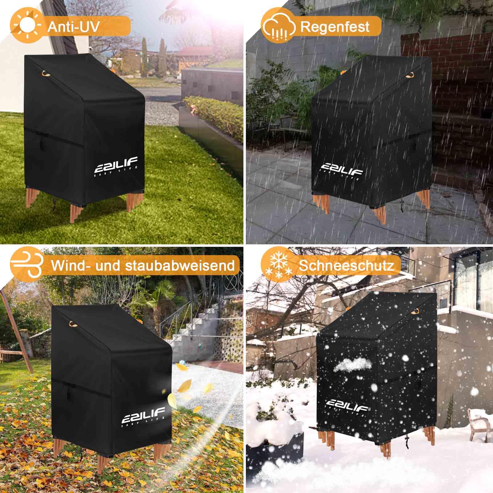 Copertura per sedia da giardino, 70 x 90 x 80/120 cm, impermeabile, antivento, anti UV, antipolvere, resistente all'inverno, 420D Oxford PU per sedie da giardino, resistente agli strappi