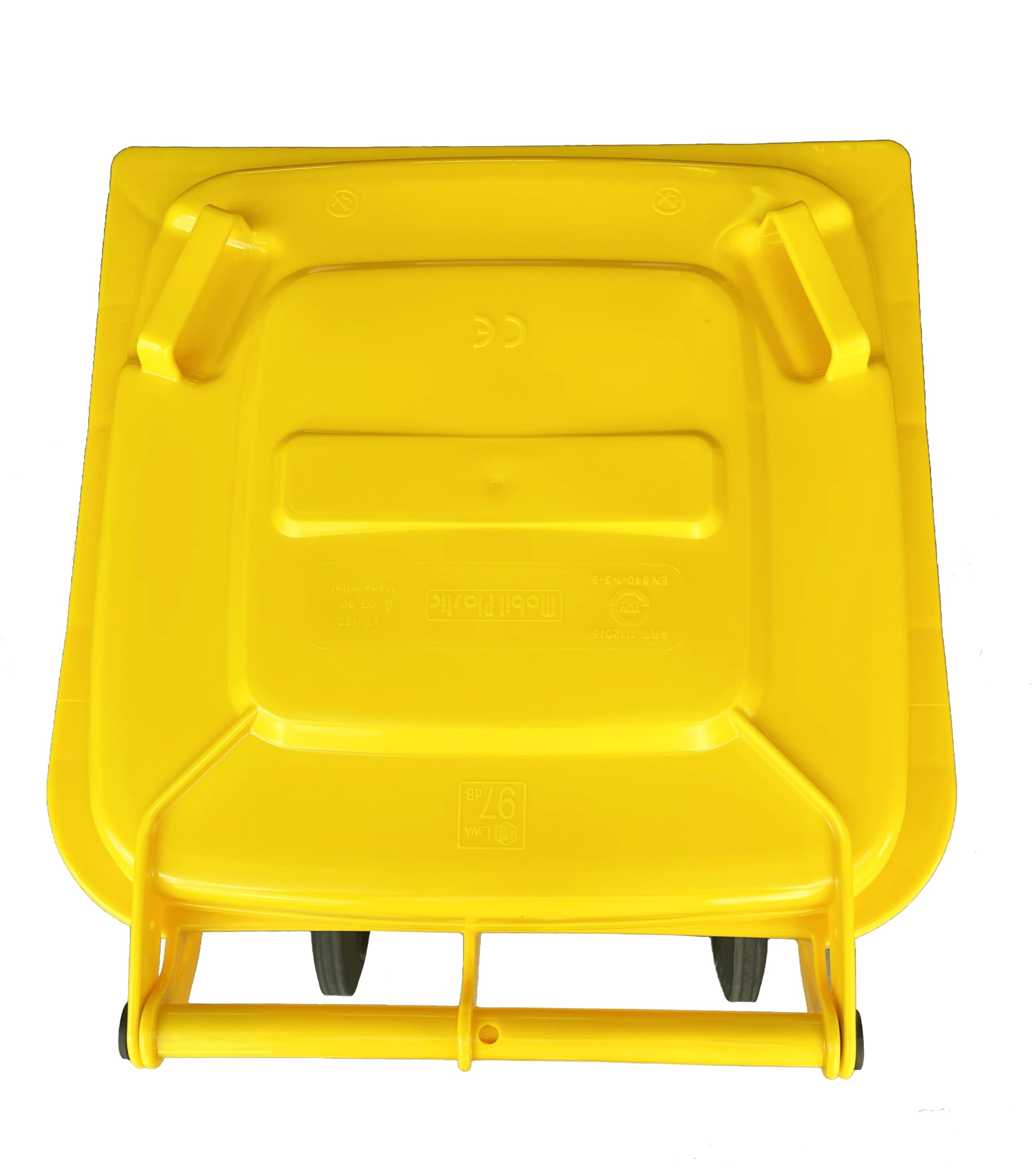 Mobil Plastic - Bidone Raccolta Differenziata 120 Litri con Coperchio e Ruote per Uso Esterno | Colore Giallo | Plastica Resistente | Certificato UNI EN 840