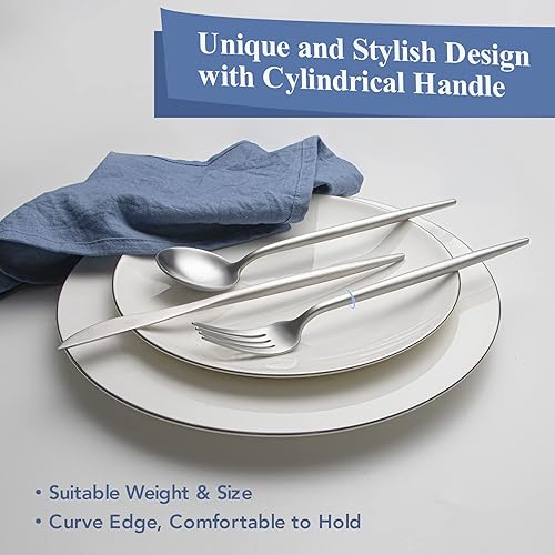 Miniatura 3 de EIUBUIE - Juego de cubiertos negros mate, 40 piezas de acero inoxidable de alta calidad para 8, juego de cubiertos mate, juegos de utensilios de