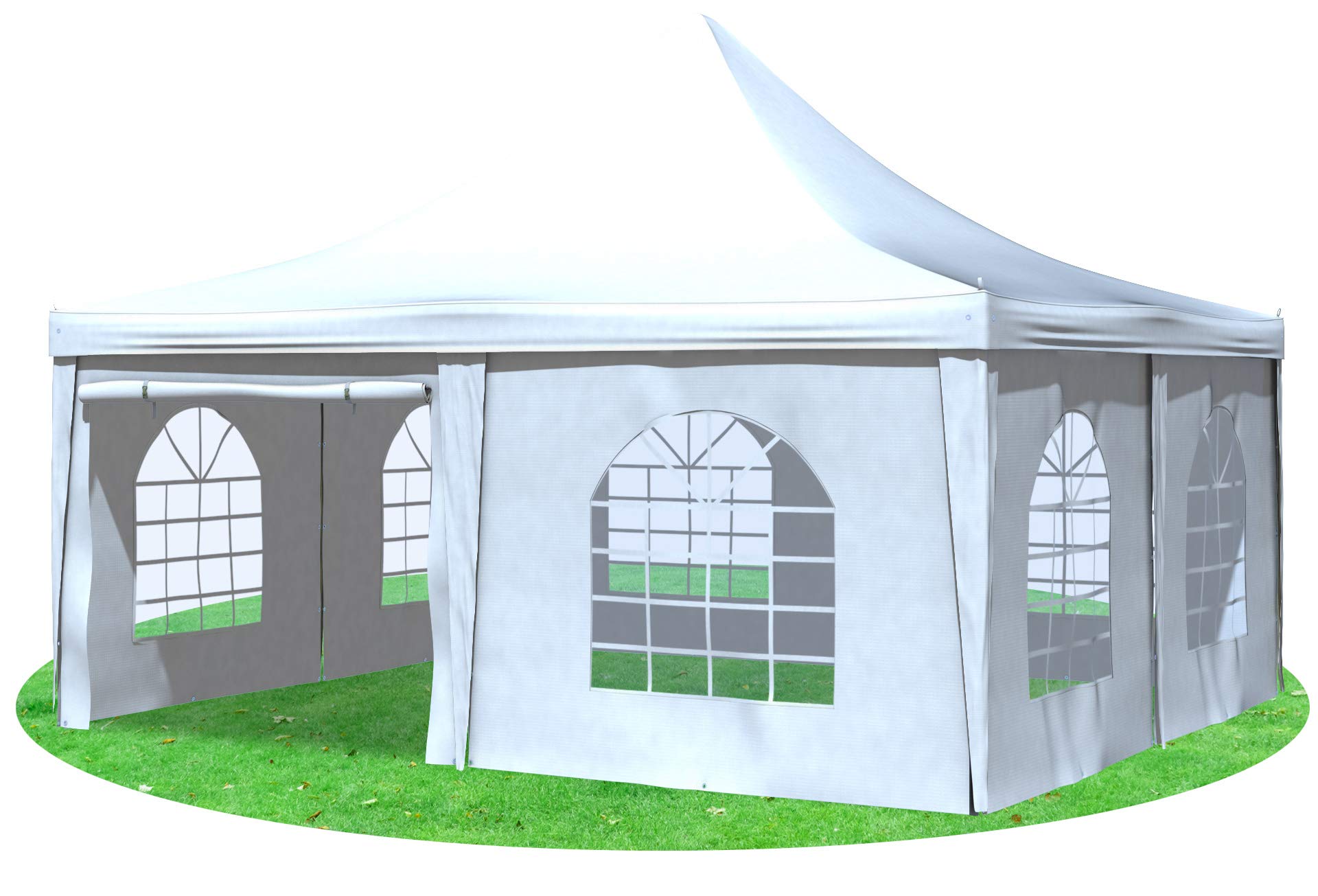 Stabilezelte Gartenpavillon 5x5m mit Seitenteilen Arabica Pagodenzelt PVC Weiss