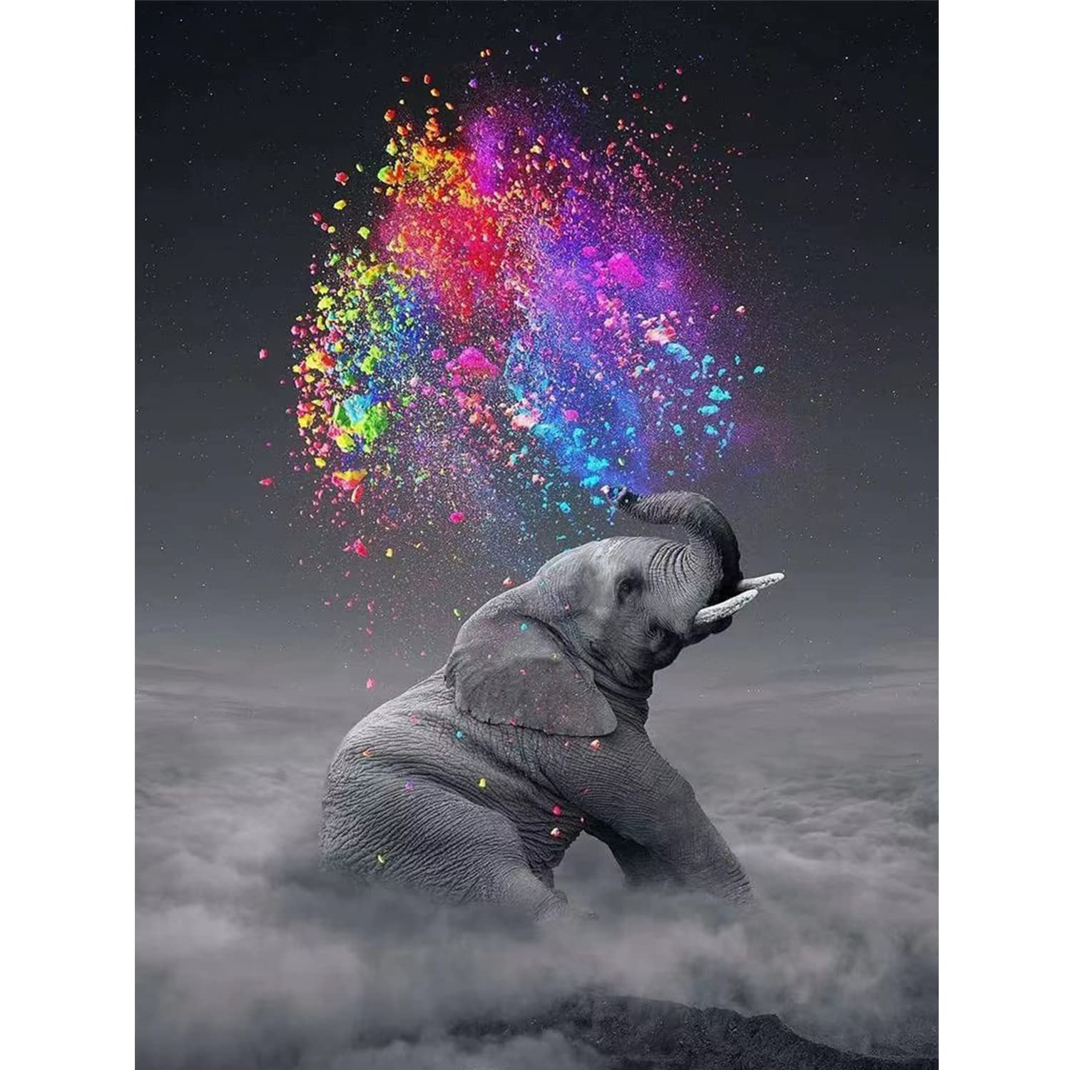 Kit de pintura diamante 5D para adultos y niños,con números completos,con diamantes de imitación,para manualidades,para la interacción los padres,decoración pared elefante 30x40cm), Gris (XG20220607)
