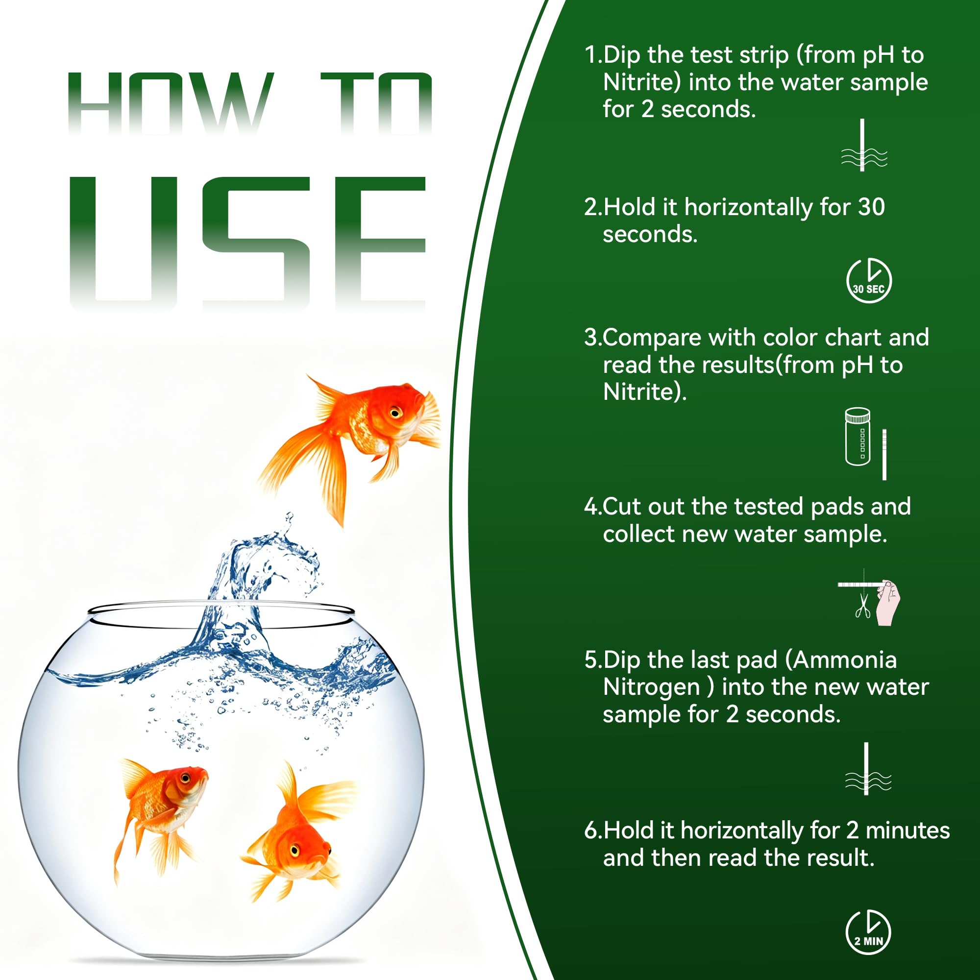 Lot de 125 bandelettes de test 11 en 1 pour aquariums et étangs, teste le pH, l'ammoniac, le nitrate, l'alcalinité, le fer, le cuivre, etc. Kit de test pour aquarium d'eau douce et salée | Bandelettes de test pour aquarium ammoniaque 11 en 1