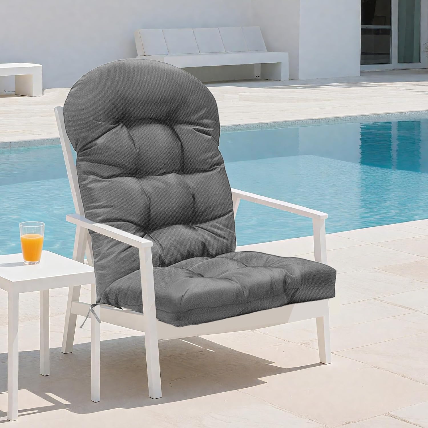 Patio Chair Cushions High Back Thick Chair Pads Adirondack Chair Cushion,Thickened Patio Chair pad for Indoor and Outdoor, 49x20x5 inch, 2Pack (Grey)