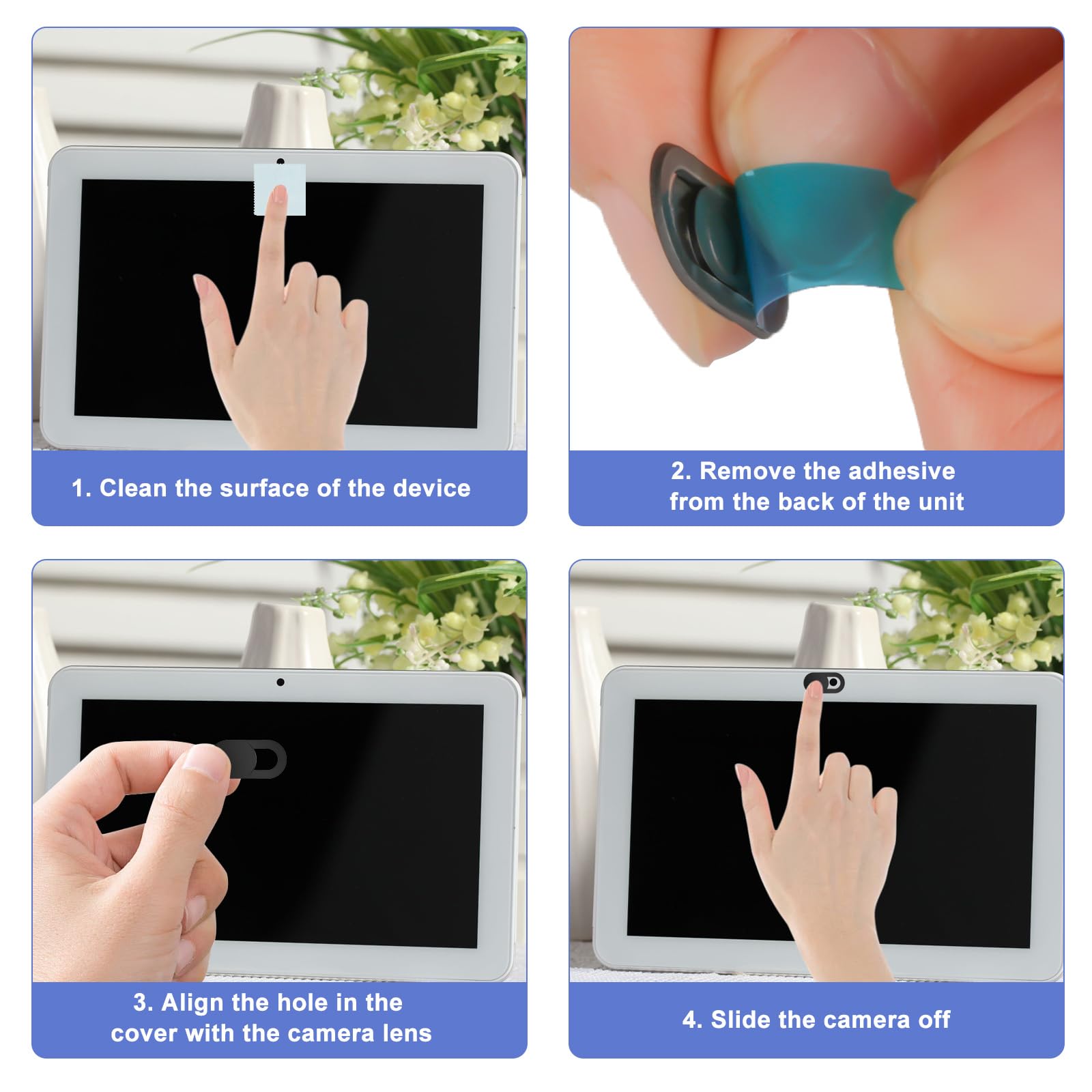 Coperture per Webcam Ultra Sottili per Computer Portatili Smartphone Tablet PC Bianco Nero