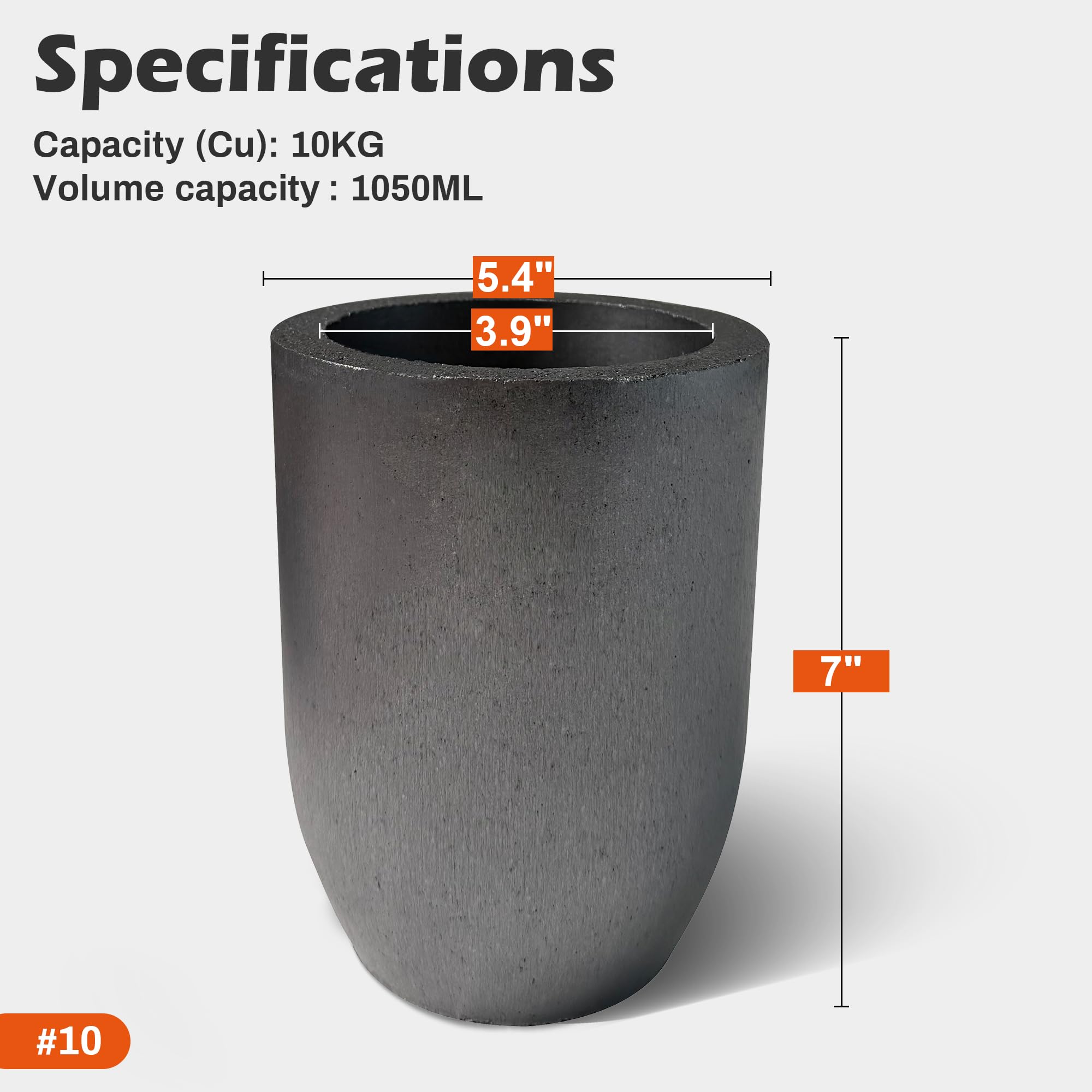 Crisoles de grafito de carburo de silicio negro de primera calidad #10-12 kg, antorcha de fundición para aluminio, oro, plata, cobre, latón, soporta 1800 ℃/1,800.0 °C