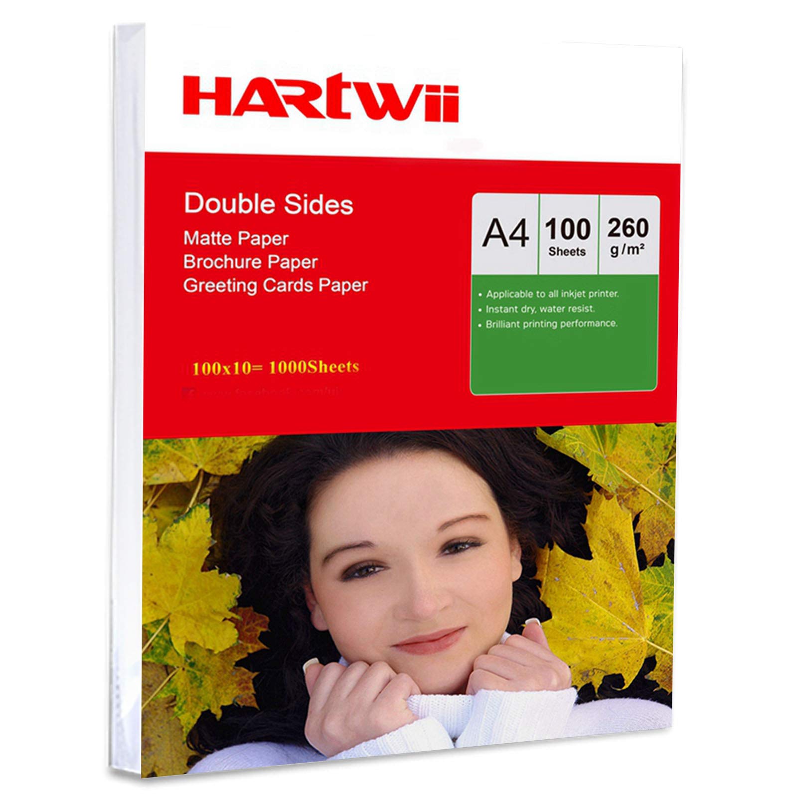 Gruby papier fotograficzny A4 260 g/m2 dwustronny nadruk matowy - 1000 arkuszy papier atramentowy dwustronny nadruk super biały Hartwii