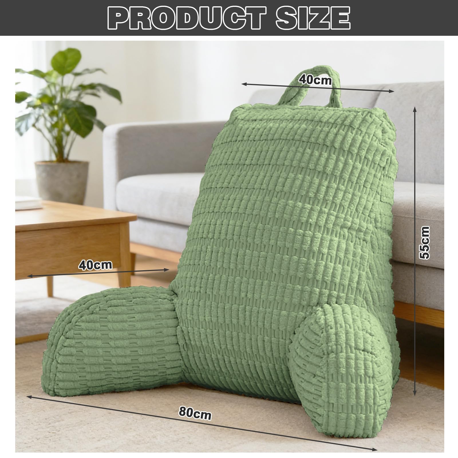 Lesekissen für Bett Und Sofa,Rückenstützkissen Lesekissen mit Armlehne, Erwachsenensofa mit Rückenlehnenkissen, Sitzkissen mit Armlehne,Geeignet für Lesen Handyspielen Videospiele Fernsehen